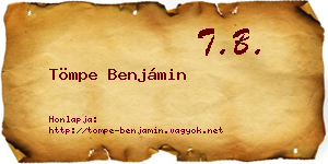 Tömpe Benjámin névjegykártya